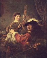 Рембрандт Харменс ван Рейн.Автопортрет с Саскией на коленях. 1635.Дрезден, Картинная галерея