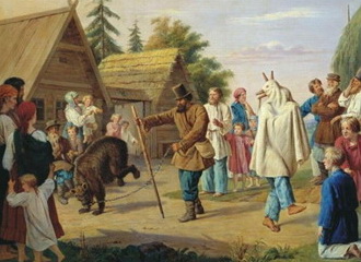 Рисс Франц Николаевич. Скоморохи в деревне. 1857